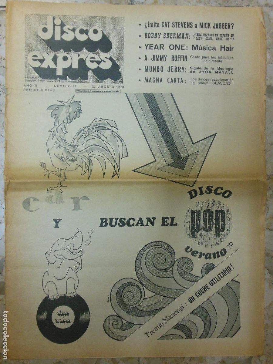 Magazines de musique: REVISTA DISCO EXPRES N&ordm; 84 GIORGIO CAT STEVENS BRAVOS MUNGO JERRY MAYALL TAMARA VICTOR MANUEL 1970