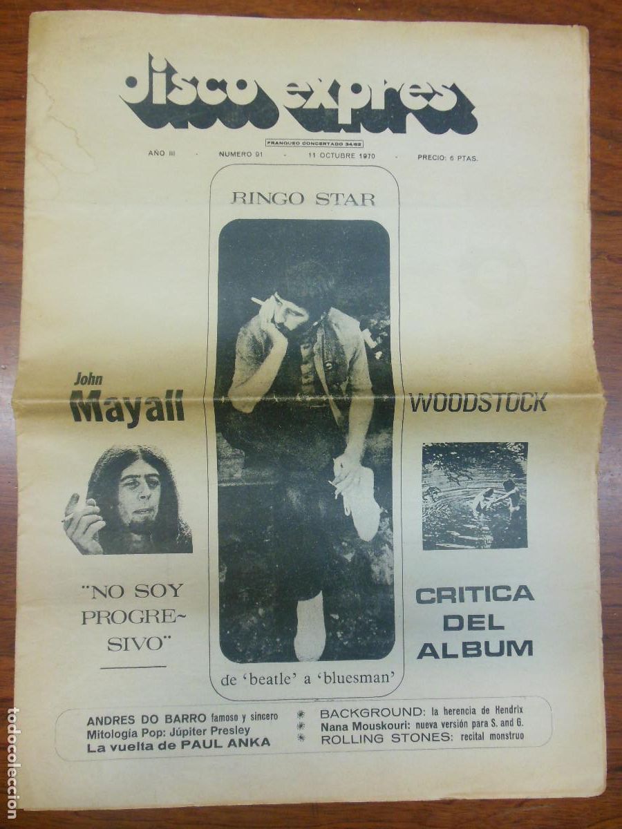 Magazines de musique: REVISTA DISCO EXPRES N&ordm; 91 THE BEATLES JOHN MAYALL ROLLING STONES PAUL ANKA ELVIS PRESLEY 1970