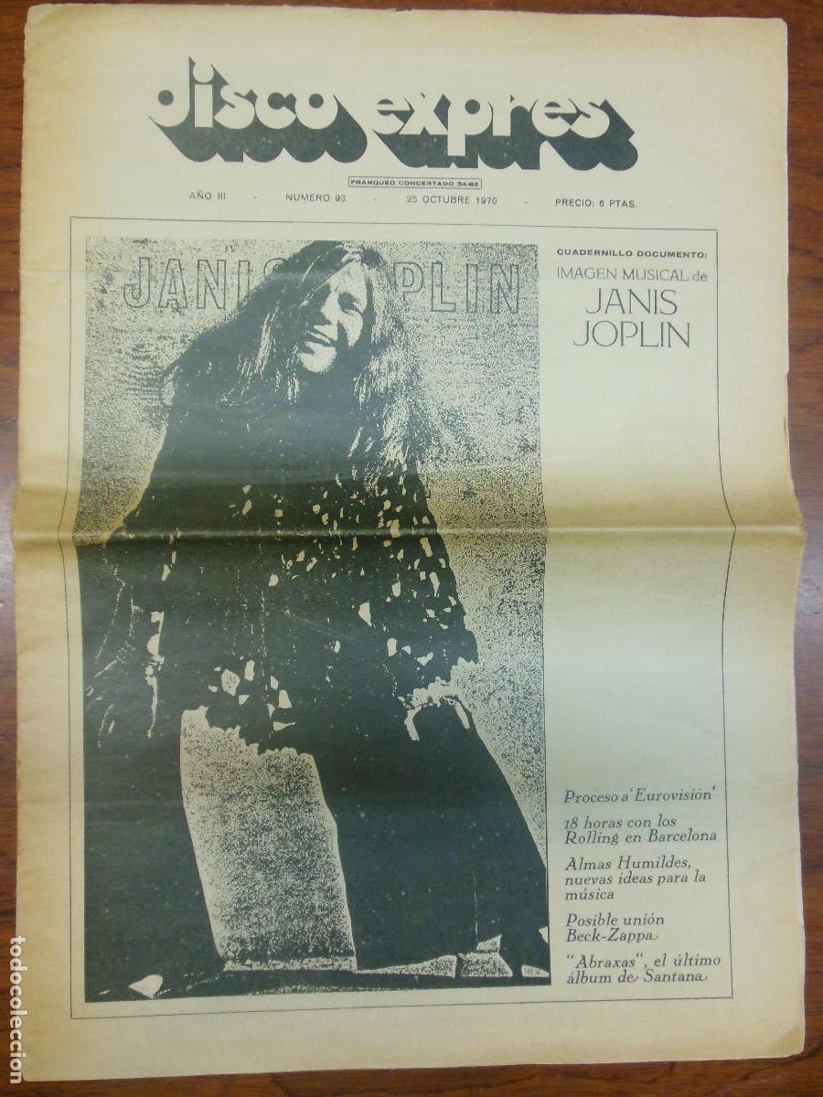 Magazines de musique: REVISTA DISCO EXPRES N&ordm; 93 THE ROLLING STONES JANIS JOPLIN BECK ZAPPA SANTANA ALMAS HUMILDES 1970