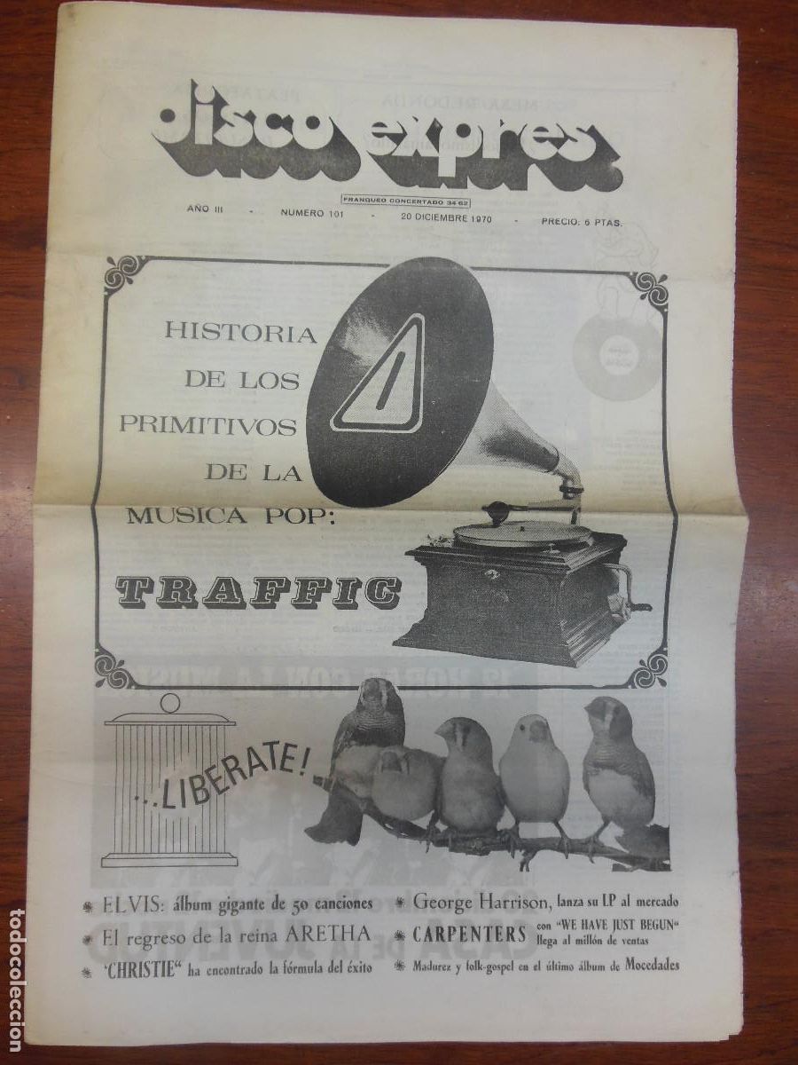 Revistas de m&uacute;sica: REVISTA DISCO EXPRES N&ordm; 101 THE BEATLES ELVIS PRESLEY NINO BRAVO LOS MISMOS CANARIOS CARPENTERS 1970