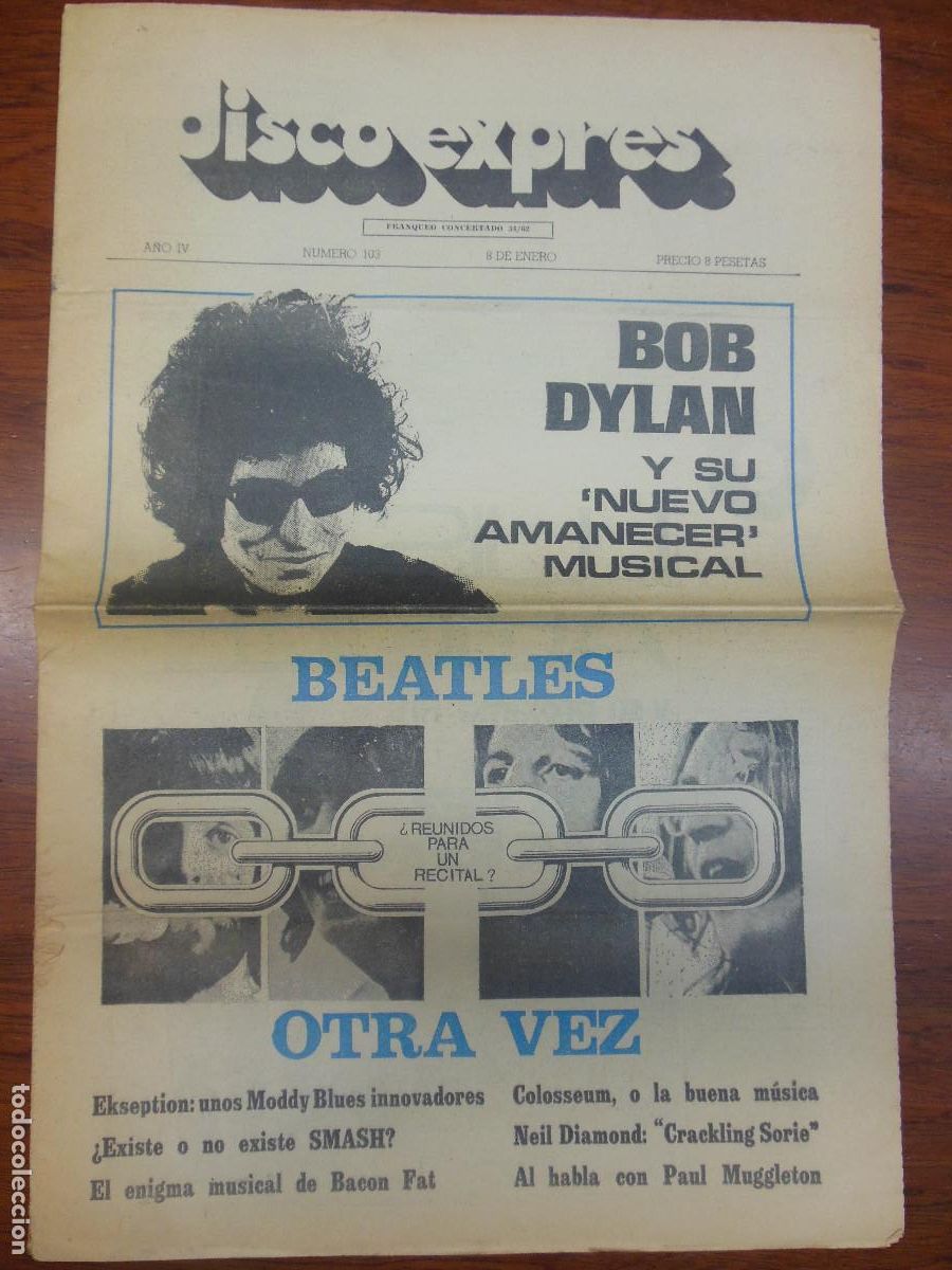 Revistas de m&uacute;sica: REVISTA DISCO EXPRES N&ordm; 104 THE BEATLES BOB DYLAN MODDY BLUES SMASH EKASEPTION 1971 MUSICA