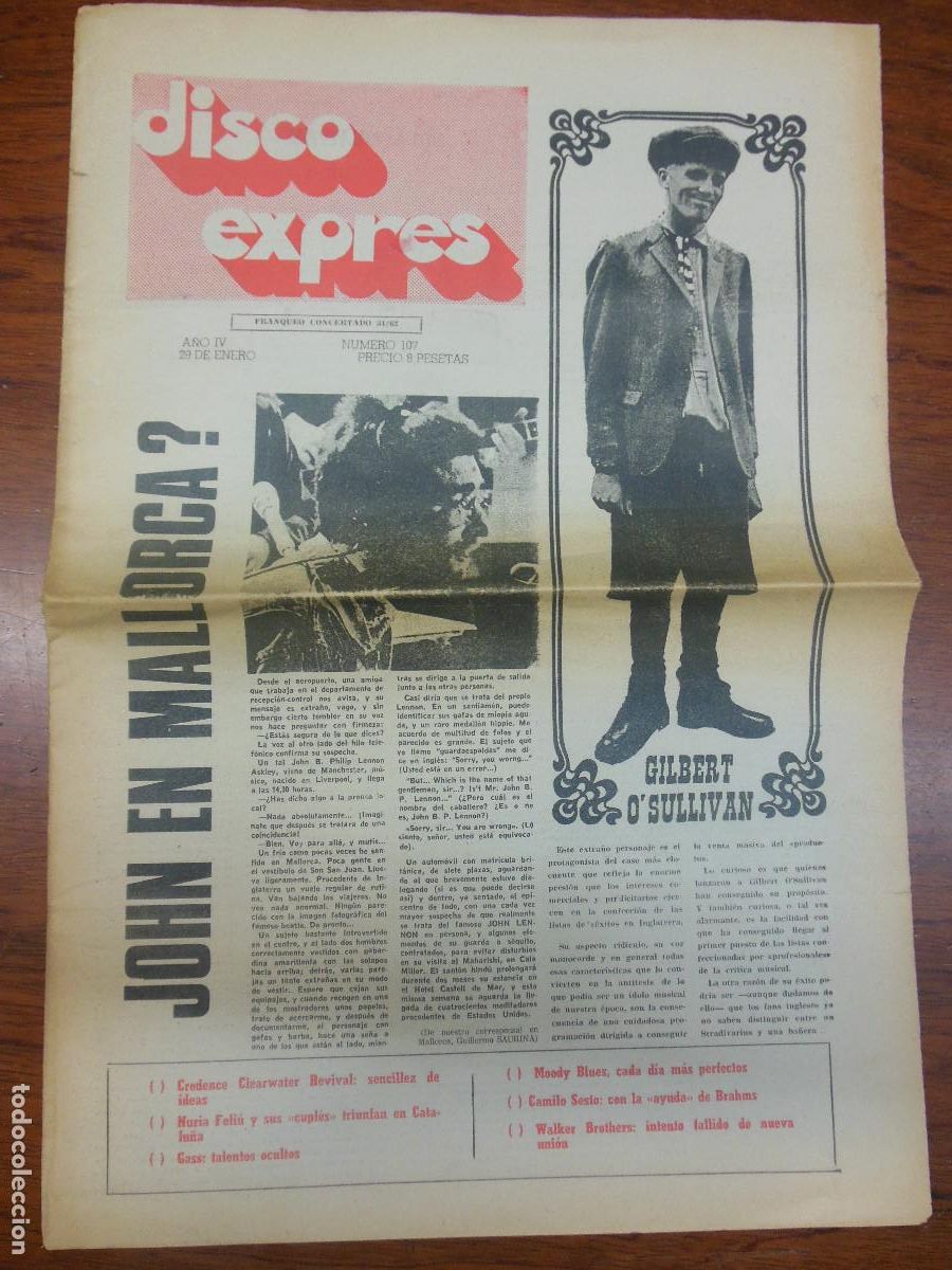 Revistas de m&uacute;sica: REVISTA DISCO EXPRES N&ordm; 107 THE BEATLES JOHN LENNON IN SPAIN CAMILO SESTO ELVIS PRESLEY KARINA 1971