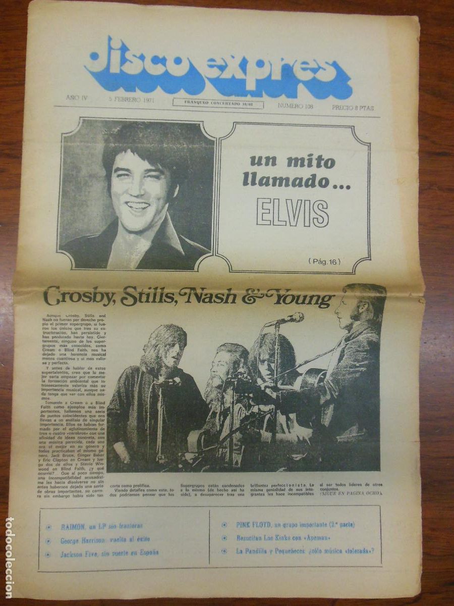 Revistas de m&uacute;sica: REVISTA DISCO EXPRES N&ordm; 108 ELVIS PRESLEY RAIMON THE BEATLES JACKSON FIVE PINK FLOYD KINKS 1971
