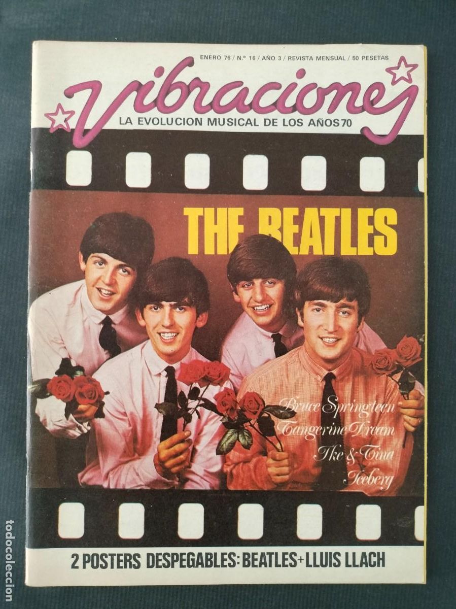 Revistas de m&uacute;sica: REVISTA VIBRACIONES N&ordm; 16 ENERO 1976 THE BEATLES 2 POSTERS DESPLEGABLES: BEATLES + LLUIS LLACH