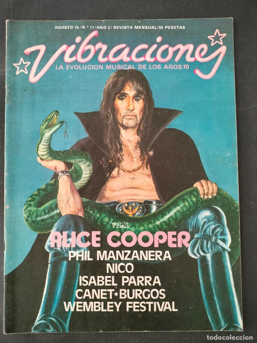 Revistas de m&uacute;sica: REVISTA VIBRACIONES N&ordm; 11 AGOSTO 1975 ALICE COOPER CON POSTER