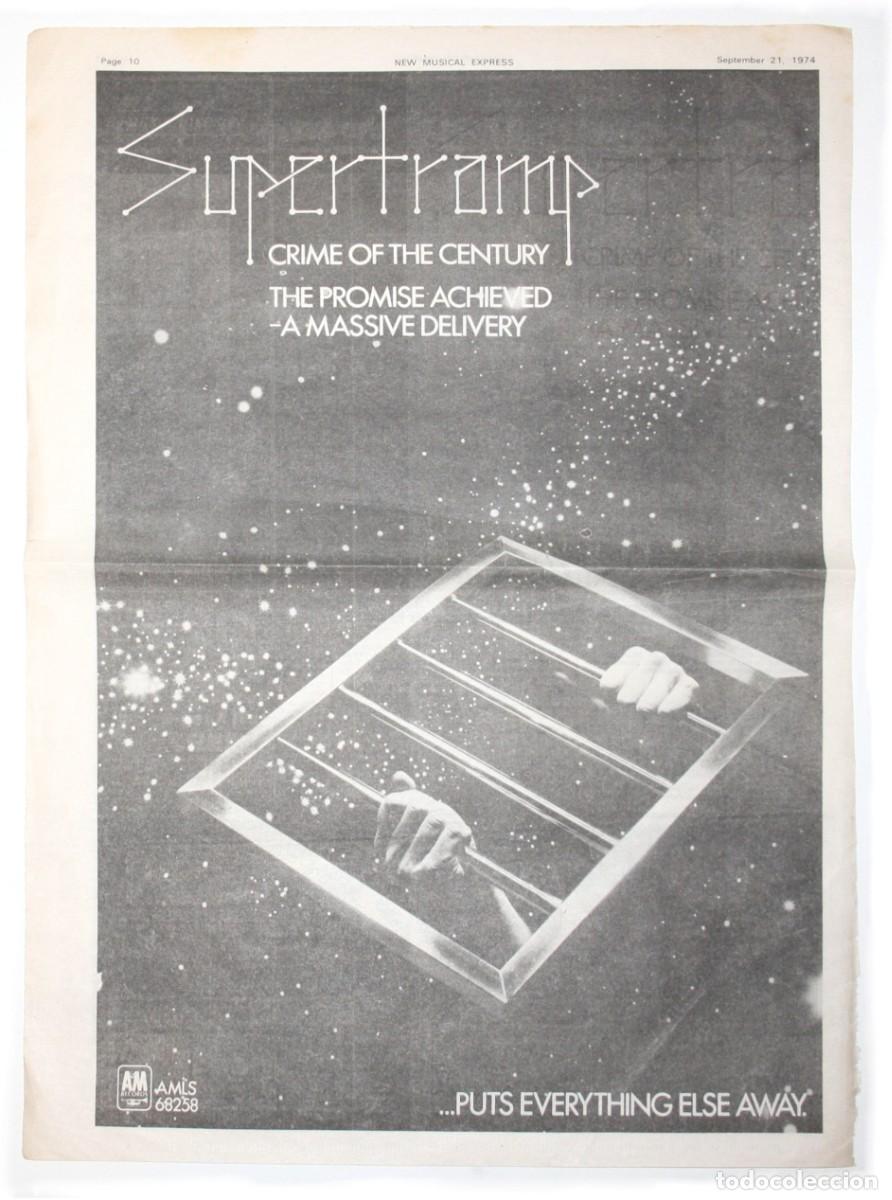 Revistas de m&uacute;sica: SUPERTRAMP Crime of the Century 1974 Original UK Promo Album Advert Record AD NME
