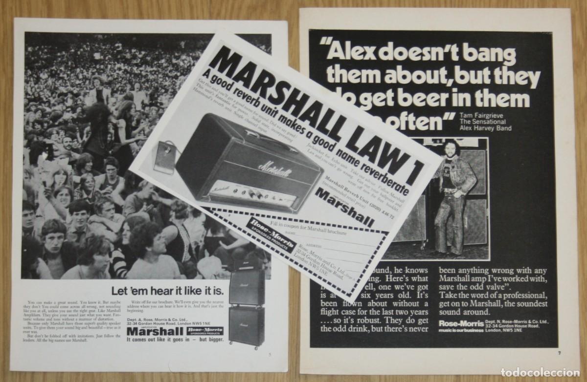 Revistas de m&uacute;sica: MARSHALL Amplifier 3x 1970s Original Promo UK Adverts Publicidad Advertising Anuncios Amp