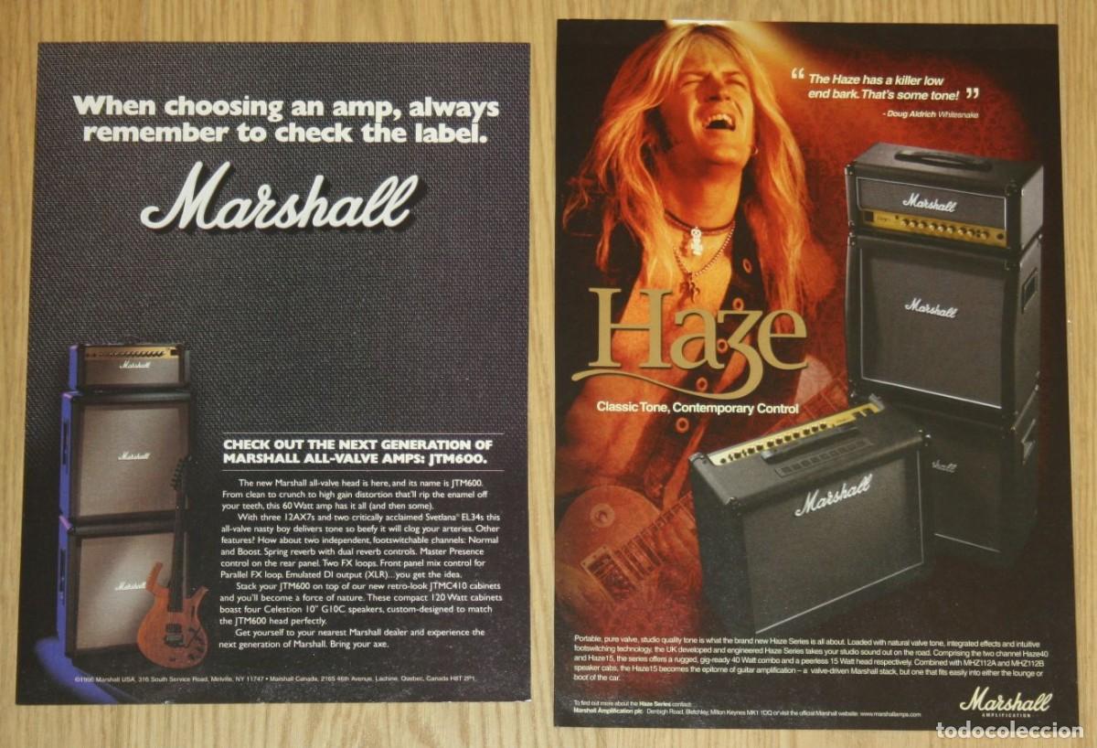 Revistas de m&uacute;sica: MARSHALL Amplifier 2x 1990s Original Promo Ads UK Adverts Publicidad Rock