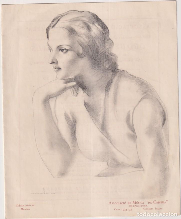 Revistas de m&uacute;sica: Associaci&oacute; de M&uacute;sica da Camera de Barcelona. Curs 1934-35. Concert Tercer. Dibuis Inedit de Muntan&eacute;.