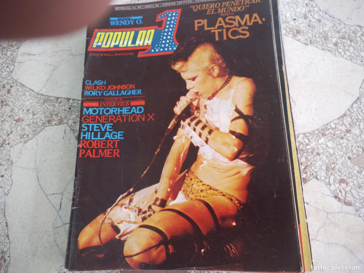 Revistas de m&uacute;sica: popular 1 ,n&ordm; 94, poster no, plasmatics, srash, rory gallagher, steve hillage, robert palmer