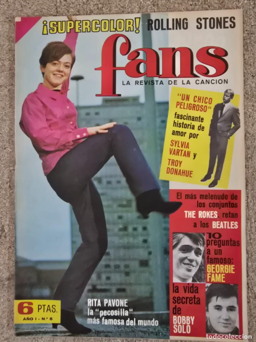 Revistas de m&uacute;sica: Revista Fans 5 con Poster Rolling Stones.Bruguera
