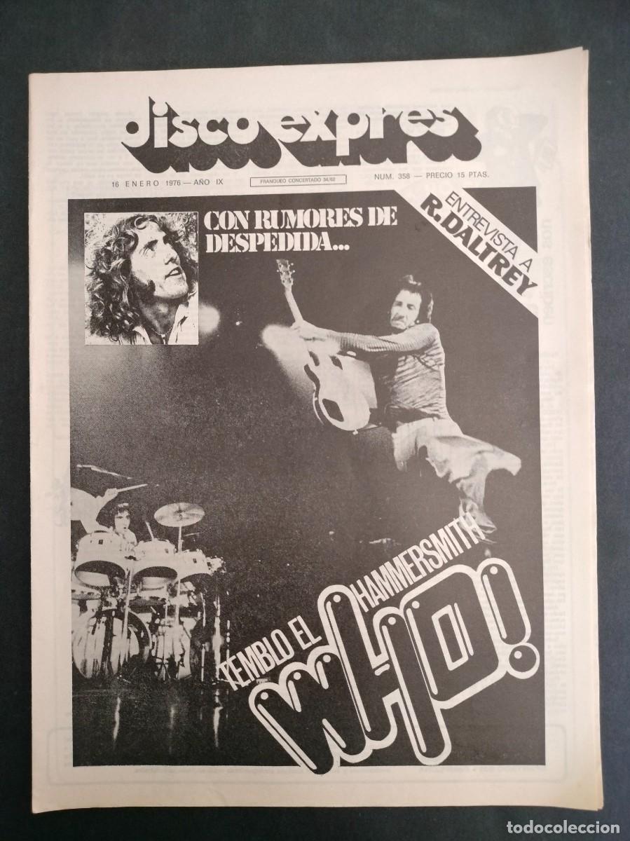 Magazines de musique: DISCO EXPRES N&ordm; 358 ENTREVISTA A R. DALTREY, THE WHO A&Ntilde;O 1976