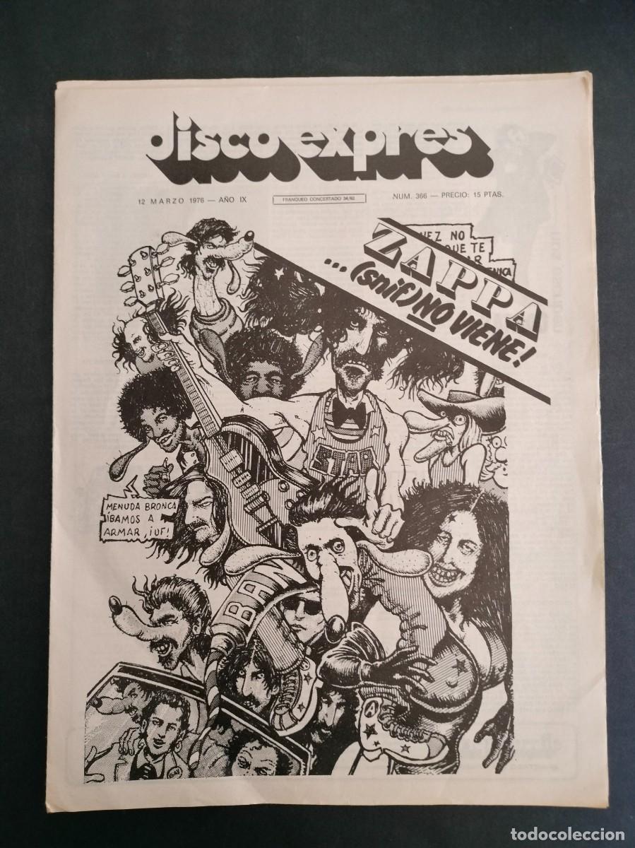 Magazines de musique: DISCO EXPRES N&ordm; 366 FRANK ZAPPA, LARRY CORYELL EN CONTRAPORTADA A&Ntilde;O 1976