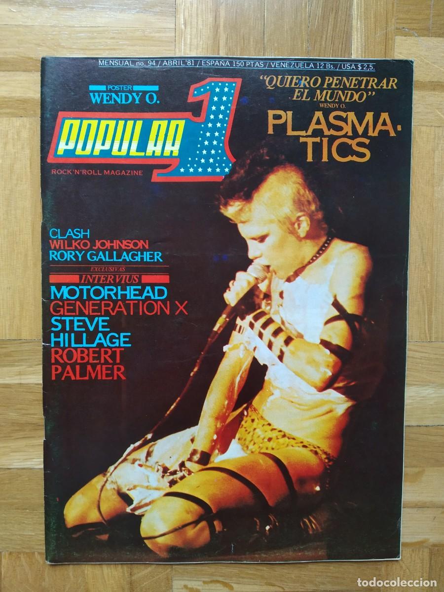 Riviste di musica: REVISTA POPULAR 1 N&ordm; 94 PLASMATICS MOTORHEAD RORY GALLAGHER STEVE HILLAGE GENERATION X + POSTER