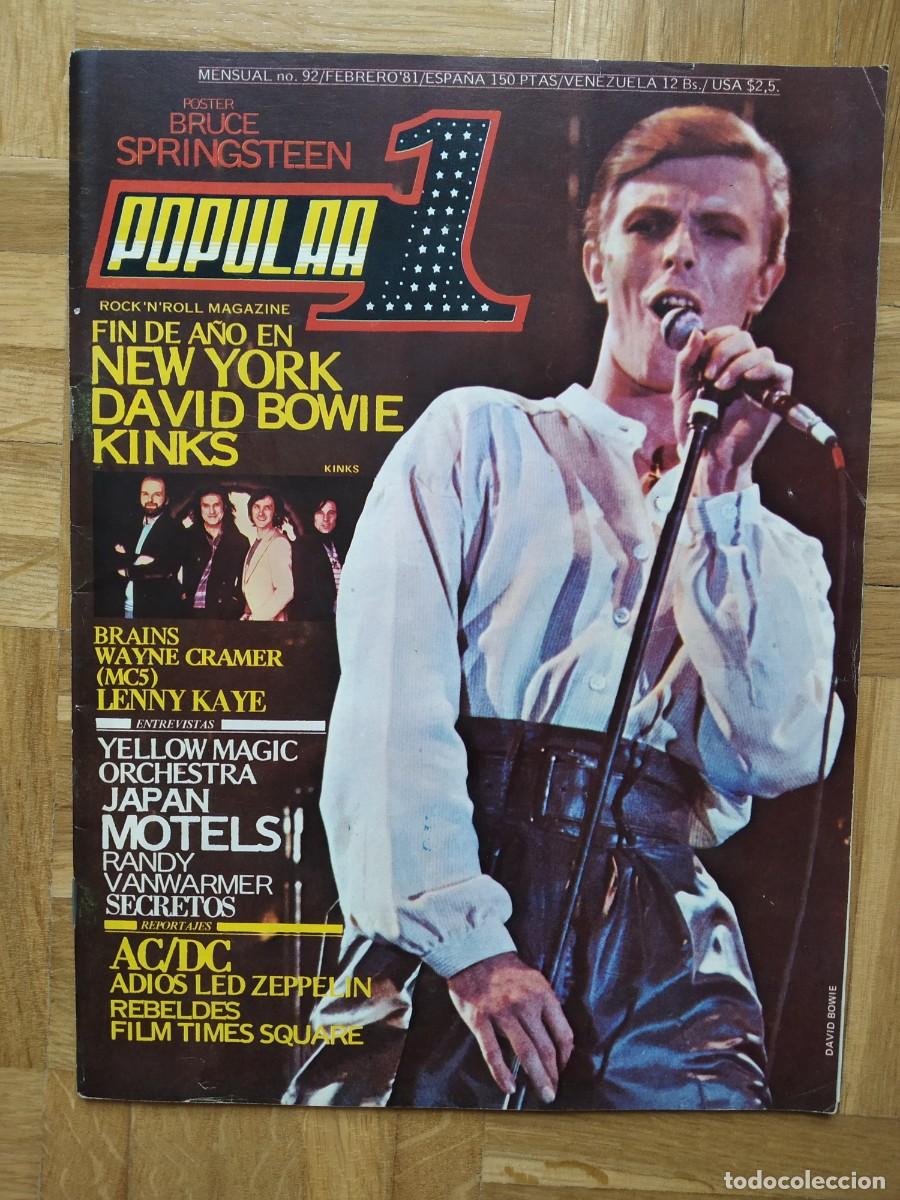 Riviste di musica: REVISTA POPULAR 1 N&ordm; 92 DAVID BOWIE KINKS AC DC LED ZEPPELIN DAVID SYLVAIN LOS SECRETOS LOS REBELDES