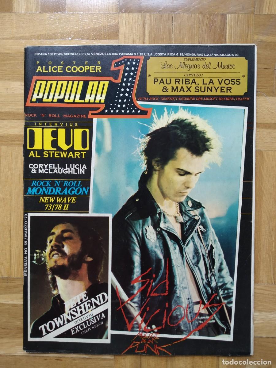 Riviste di musica: REVISTA POPULAR 1 N&ordm; 69 SID VICIOUS MUERTE DE UN PUNK NEW WAVE PETE TOWNSHEND DEVO + POSTER