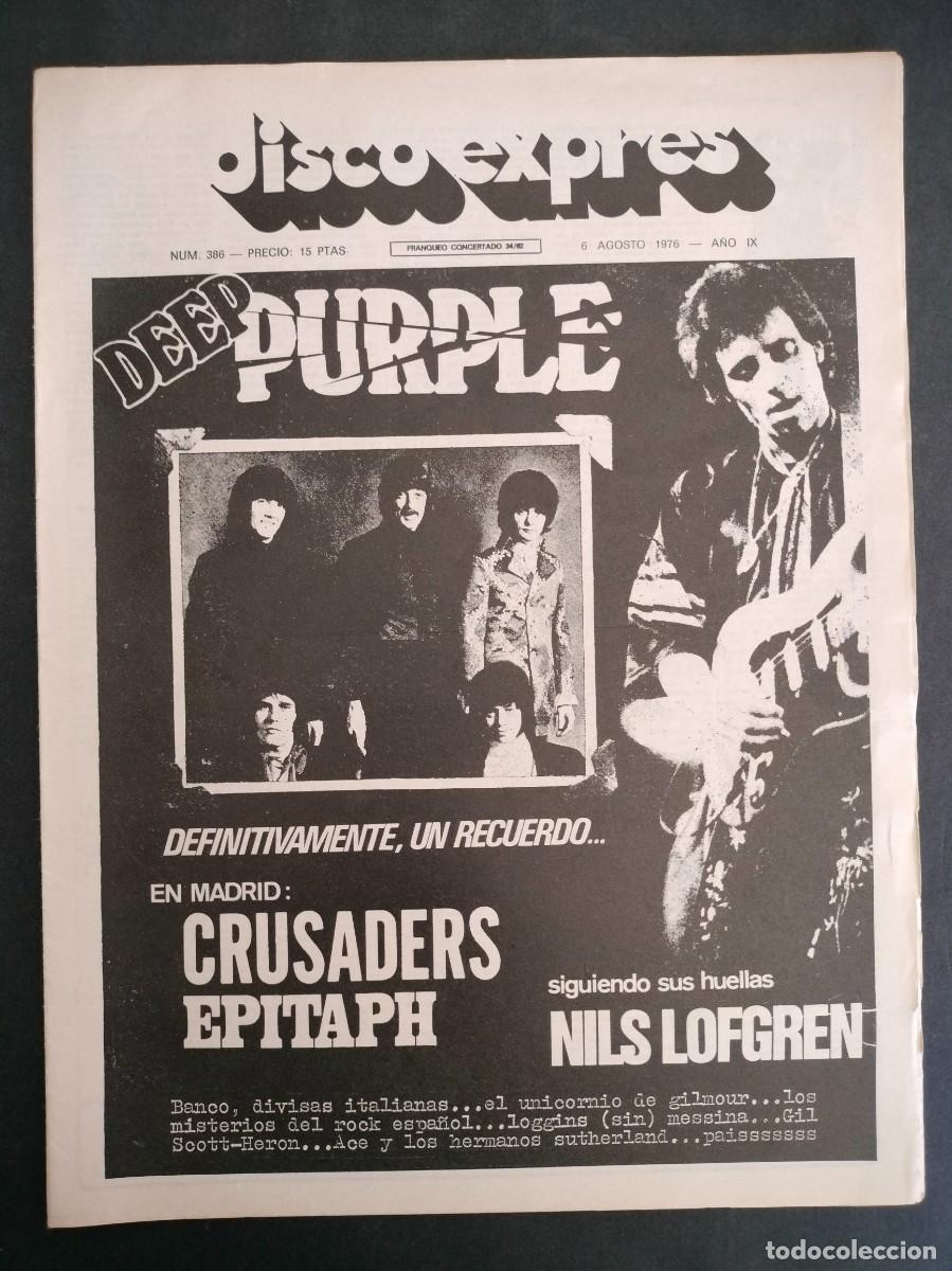 Riviste di musica: DISCO EXPRES N&ordm; 386 DEPP PURPLE, CRUSADERS, EPITAPH, NILS LOFGREN A&Ntilde;O 1976