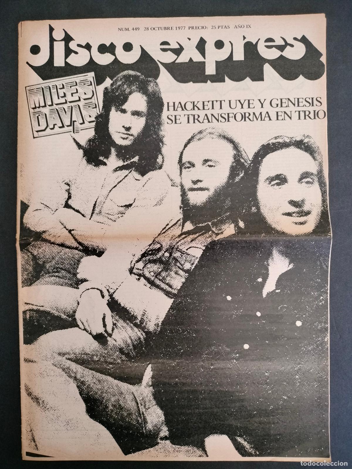 Music magazines: DISCO EXPRES N&ordm; 449 MILES DAVIS, HACKETT Y GENESIS A&Ntilde;O 1977