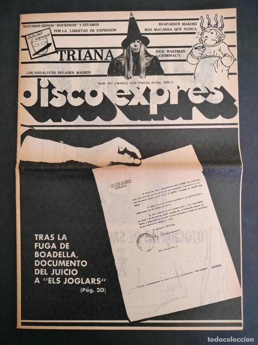 Music magazines: DISCO EXPRES N&ordm; 467 TRIANA, RICK WAKEMAN A&Ntilde;O 1978
