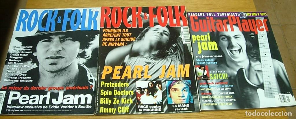 Revistas de m&uacute;sica: Lote 3 Revistas PEARL JAM Rock & Folk 1994-1998 + Guitar Player USA 1994