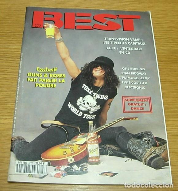 Revistas de m&uacute;sica: Revista Francesa BEST n&ordm; 277 Portada SLASH GUNS N' ROSES + 6 Pgs 1991 TRANSVISION VAMP THE CURE