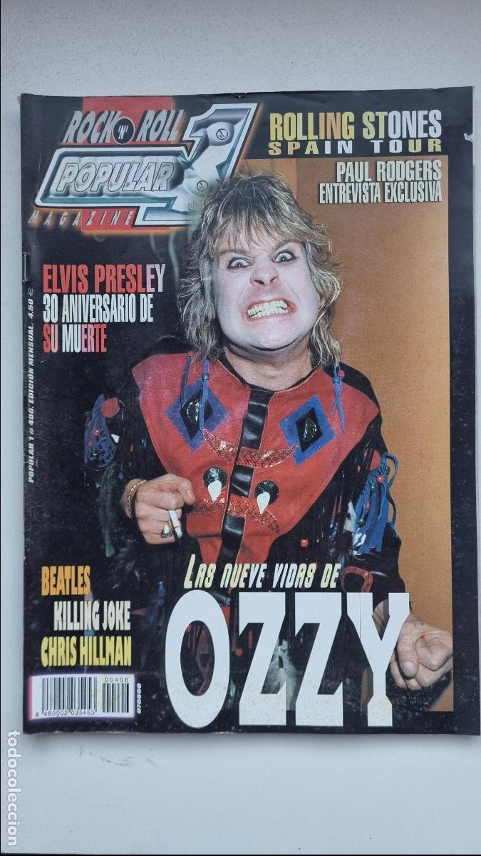 Revistas de m&uacute;sica: POPULAR 1 REVISTA N&ordm; 406 OZZY OSBOURNE-ROLLING STONES-ELVIS-PAUL ROGERS-BEATLES-BON JOVI-RATIO.