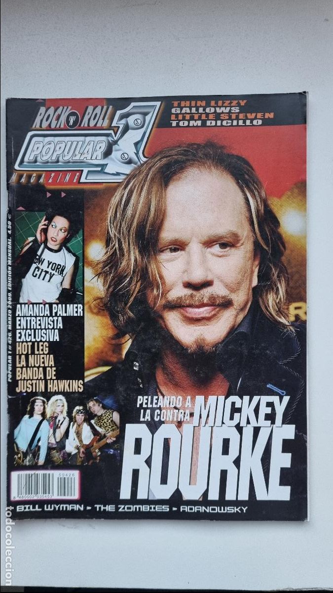 Revistas de m&uacute;sica: REVISTA POPULAR 1 426 MARZO 2009 MICKEY ROURKE ZOMBIES RHIN LIZZY LITTLE STEVEN