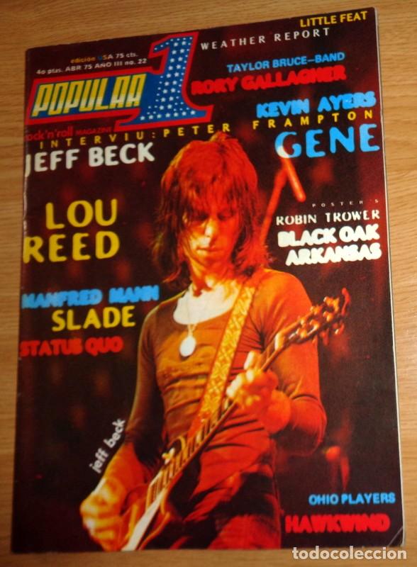 Revistas de m&uacute;sica: REVISTA POPULAR 1 EDICI&Oacute;N USA Abril 1975 N&ordm;22. POSTER LOU REED. PETER FRAMPTON. SLADE. ROCK'N ROLL
