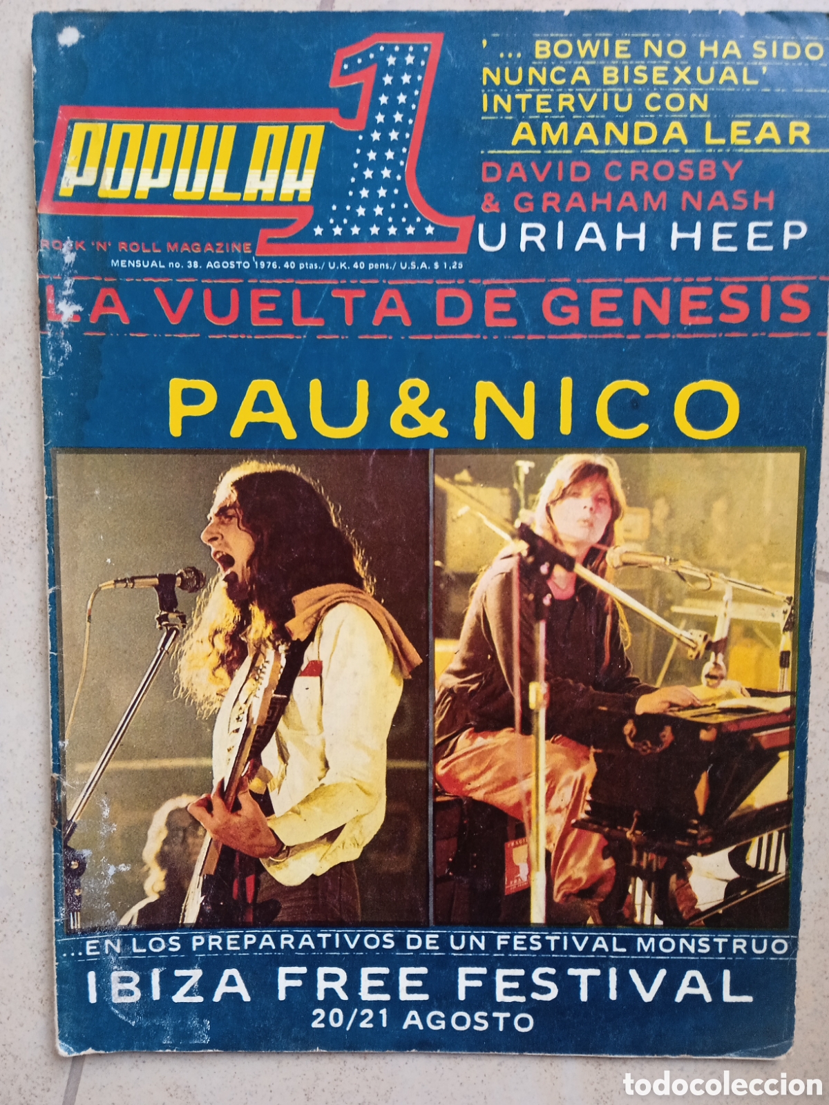 Revistas de m&uacute;sica: Revista Popular 1 n&deg; 38 La vuelta de G&eacute;nesis Amanda Lear Uriah Deep