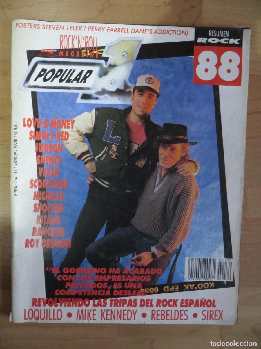 Revistas de m&uacute;sica: POPULAR 1:N.189-LOQUILLO-SIMPLY RED-VIXEN-PINK FLOYD-NICO-AEROSMITH-REBELDES-KITARO-RAMONES-SCORPION