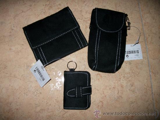 Nuevo: CONJUNTO MONEDERO, LLAVERO Y FUNDA PARA MOVIL - ANTE NEGRO -  NUEVO