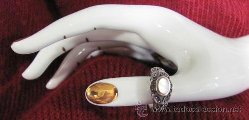 Nuevo: SORTIJA - ANILLO DE PLATA CON CONTRASTE Y NACAR- - Foto 3
