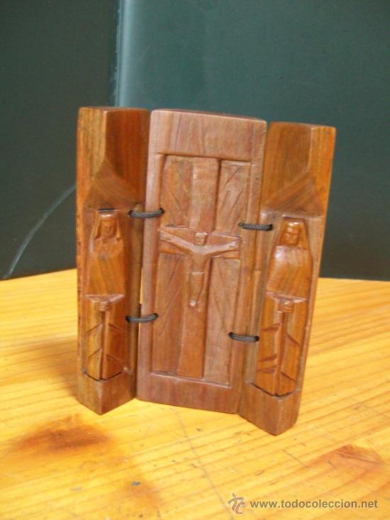 Nuevo: Trictico religioso, tallado a mano en madera - Foto 1