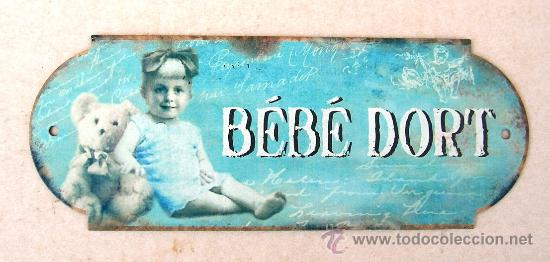 Nuevo: cartel de chapa bebe dort (bebe duerme) ,, chap365