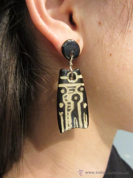 Nuevo: pendientes largos de gres y plata. Artesan&iacute;a - Foto 3
