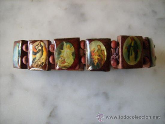 Nuevo: PULSERA EXTENSIBLE DE MADERA Y CON SANTORAL. - Foto 2