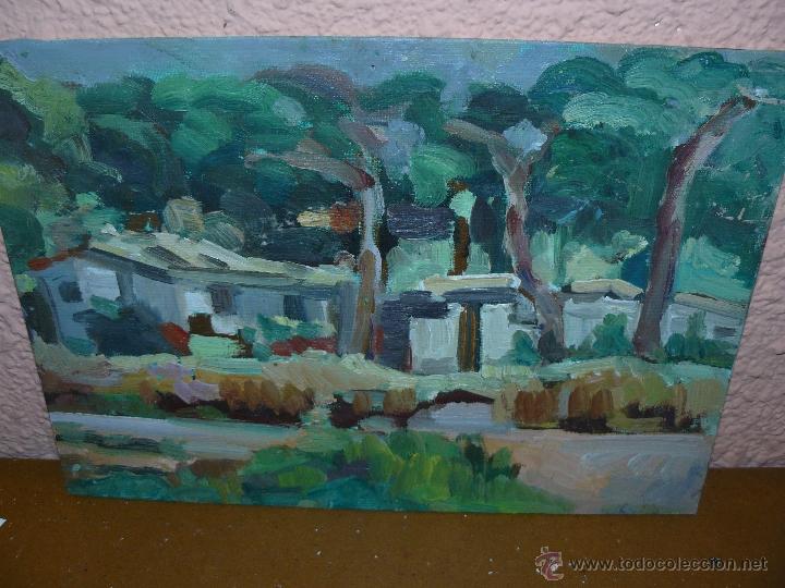 Nuevo: OLEO / TABLILLA ENTELADA - AN&Oacute;NIMO - CASA EN EL BOSQUE - Foto 1