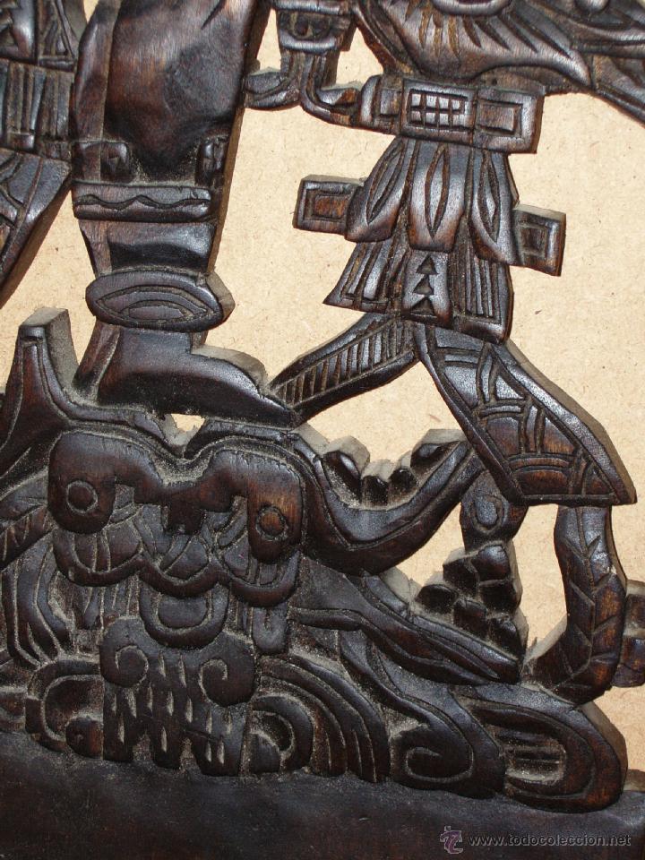 Nuevo: TALLA EN MADERA. SACERDOTE MAYA. MEXICO. - Foto 3