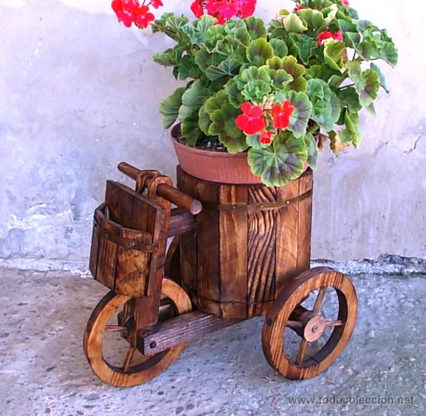 Nuevo: triciclo o carretilla de madera para el jardin ,, jard365