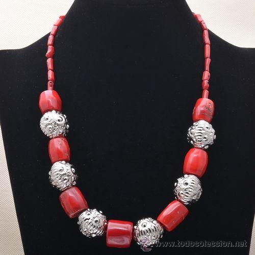 Nuevo: BONITO COLLAR DE LA INDIA DE CORAL , NUEVO - Foto 1