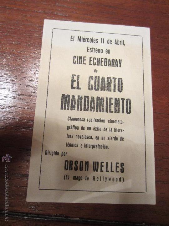 Nuevo: EL 4&ordm; MANDAMIENTO, SENCILLO , ORSON WELLES - Foto 2