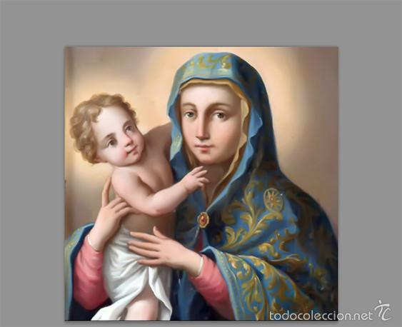 Nuevo: Bonito azulejo 10x10 de la Virgen Mar&iacute;a y el ni&ntilde;o Jes&uacute;s