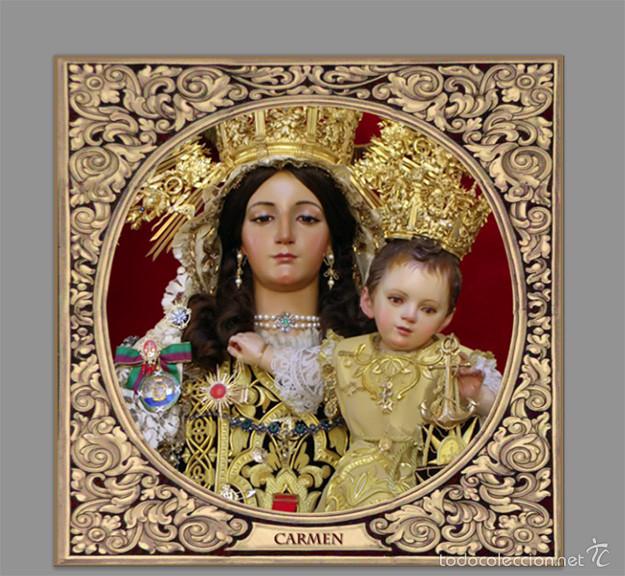 Nuevo: Azulejo 20x20 de la Virgen del Carmen de Malaga con greca - Foto 1