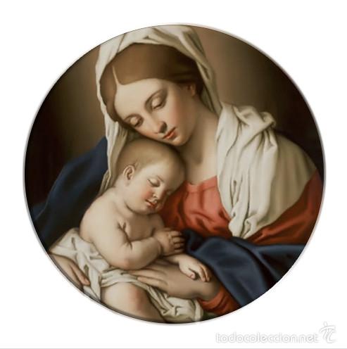 Nuevo: Im&aacute;n redondo plastico de Virgen con ni&ntilde;o Jes&uacute;s