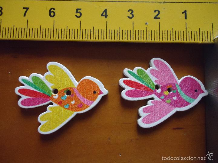 Novo: boton - pareja de botones infantiles - pajaro pareja de pajaros
