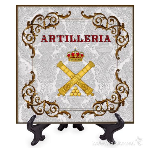 Neuf: Azulejo 20x20 con el emblema de la Artilleria Espa&ntilde;ola Ornamentado MOD.2