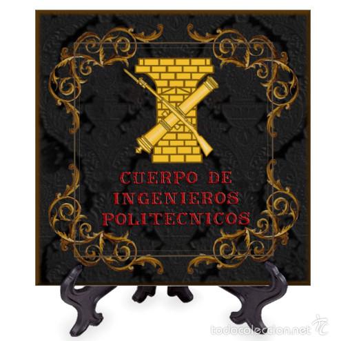 New: Azulejo 20x20 con el emblema del Cuerpo de Ingenieros Polit&eacute;cnicos con fondo negro