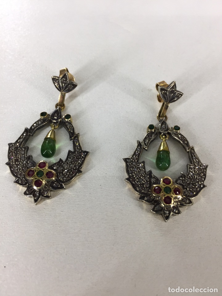 Nuevo: Pendientes de oro,diamantes,esmeraldas,rub&iacute;es. - Foto 1