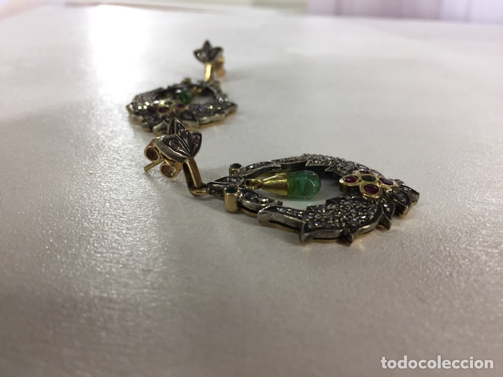 Nuevo: Pendientes de oro,diamantes,esmeraldas,rub&iacute;es. - Foto 4