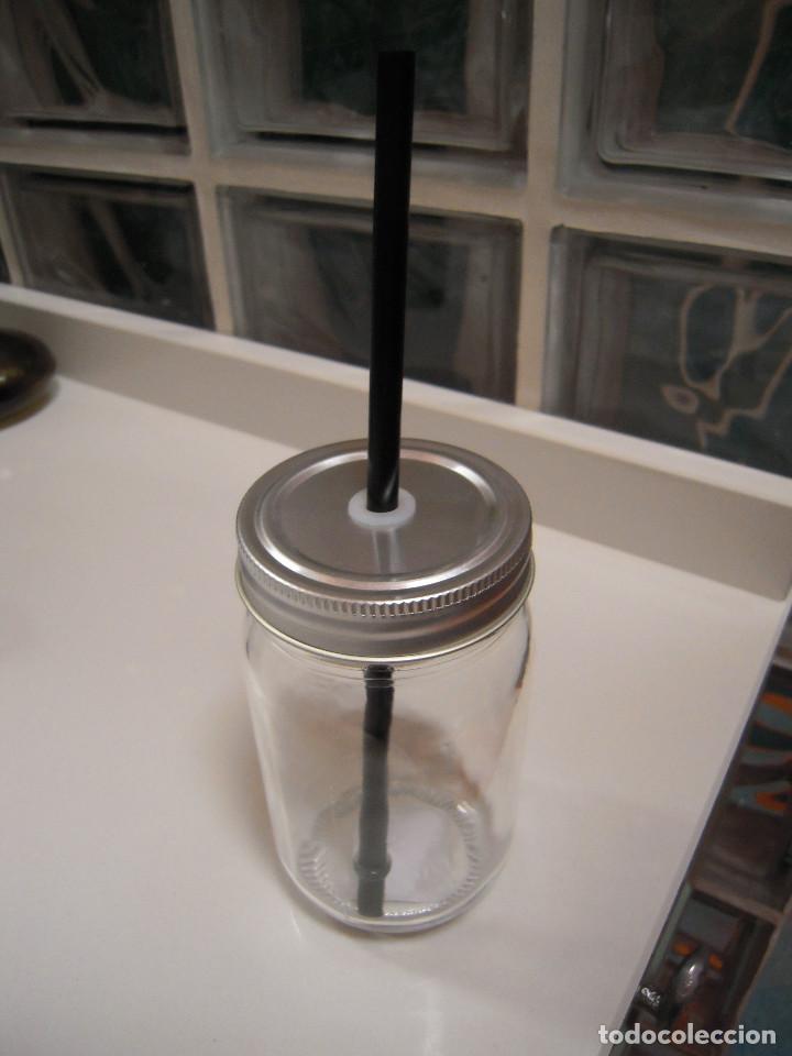 Nuevo: Bote de cristal con tape y pajita - Foto 2